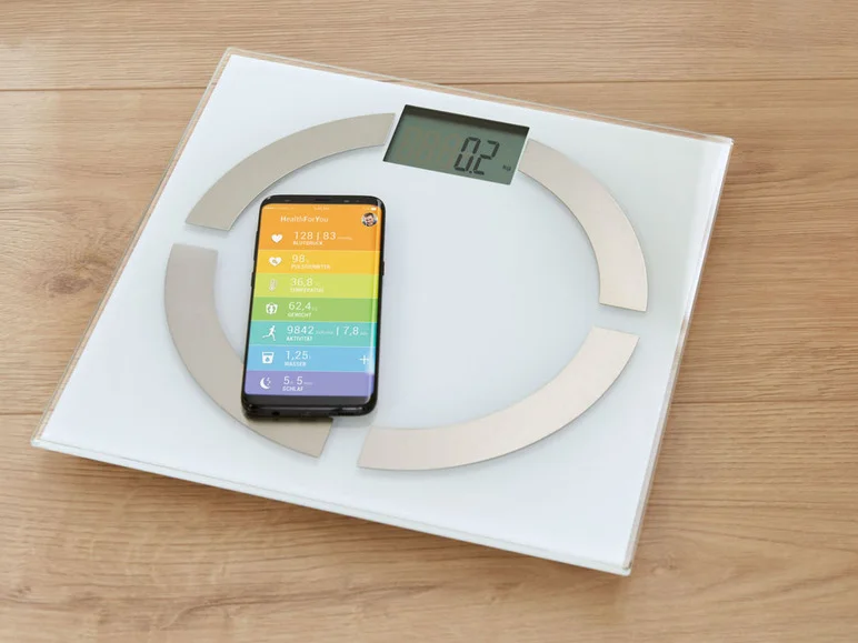 Ter ere van Dek de tafel Speciaal MEDISANA body analysis scales “BS 444 Connect” with appStep surface: safety  glassWeight display: kg, lb, st Loadcapacity: up to 180 kg / 397 lb –  EverGreenProductInfo.com